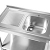 Rozsdamentes asztal 1 medencés jobb oldali mosogatóval és polccal 100x60x85 csavarozott | FORGAST FG15338