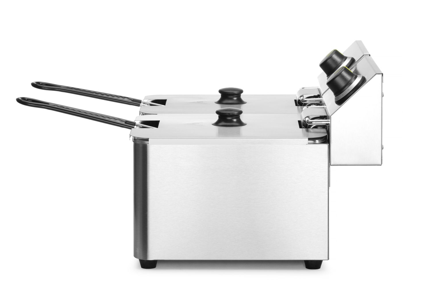 Elektromos olajsütő Kitchen Line 2 medencés, 2x8 l, hidegzóna, 2x3,5 kW | HENDI 205839