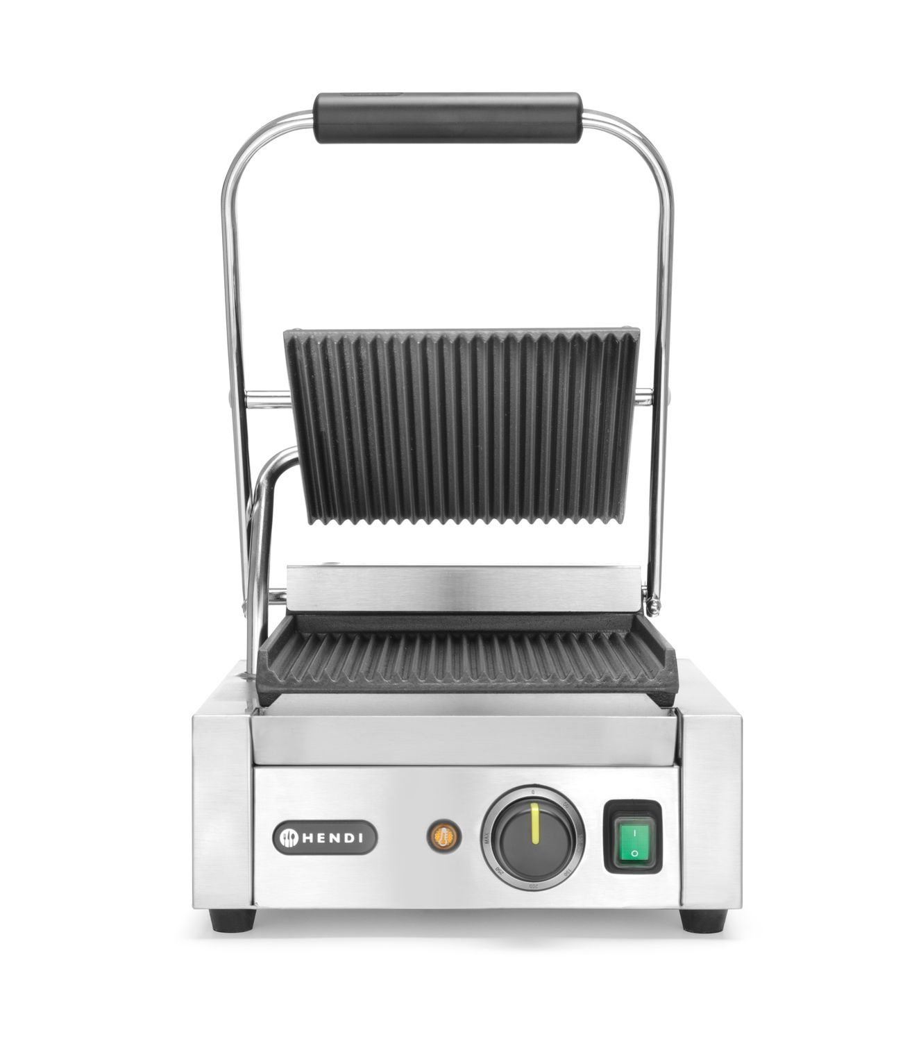 Kontaktgrill egyszeres, bordázott lapok 22x23 cm, 1.8 kW | HENDI 263501