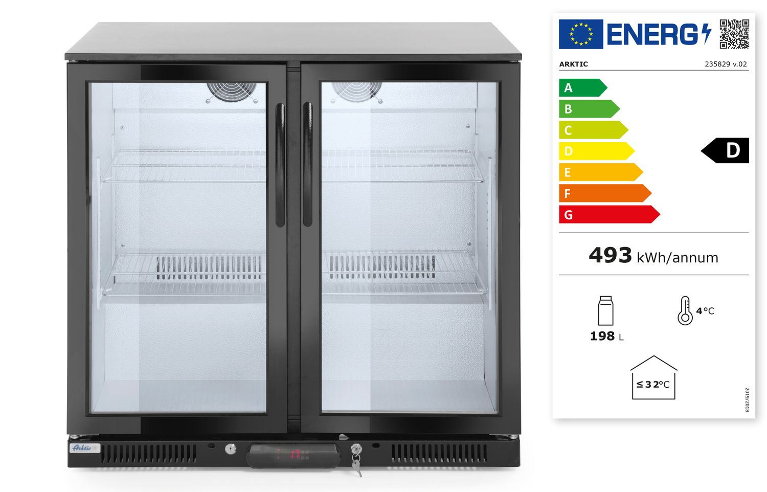 Italhűtő italokhoz 228 l, alumínium, fekete, 2–10°C | HENDI 235829