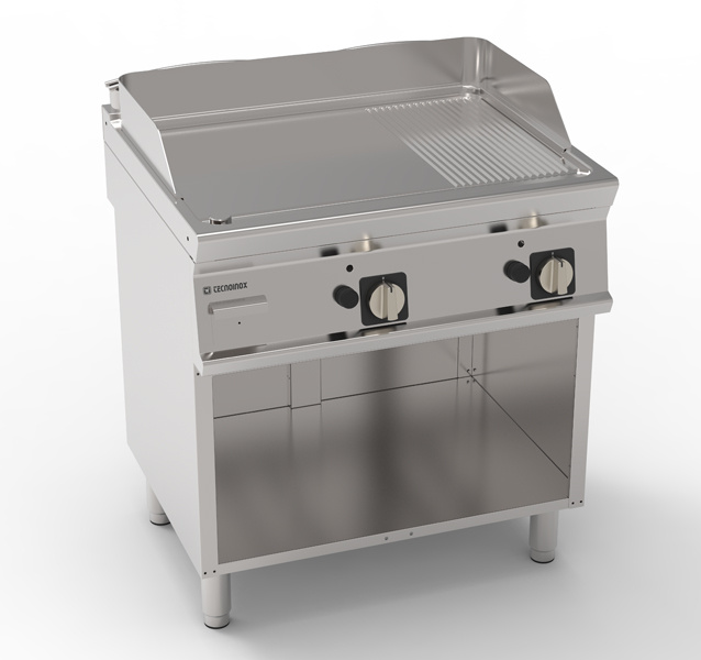 Gázüzemű grilllap 1/3 bordázott nyitott alépítményen 74,8x56,4 cm | TECNOINOX 713046