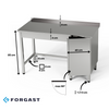 Rozsdamentes munkaasztal szekrénnyel 150x70x85 cm | FORGAST