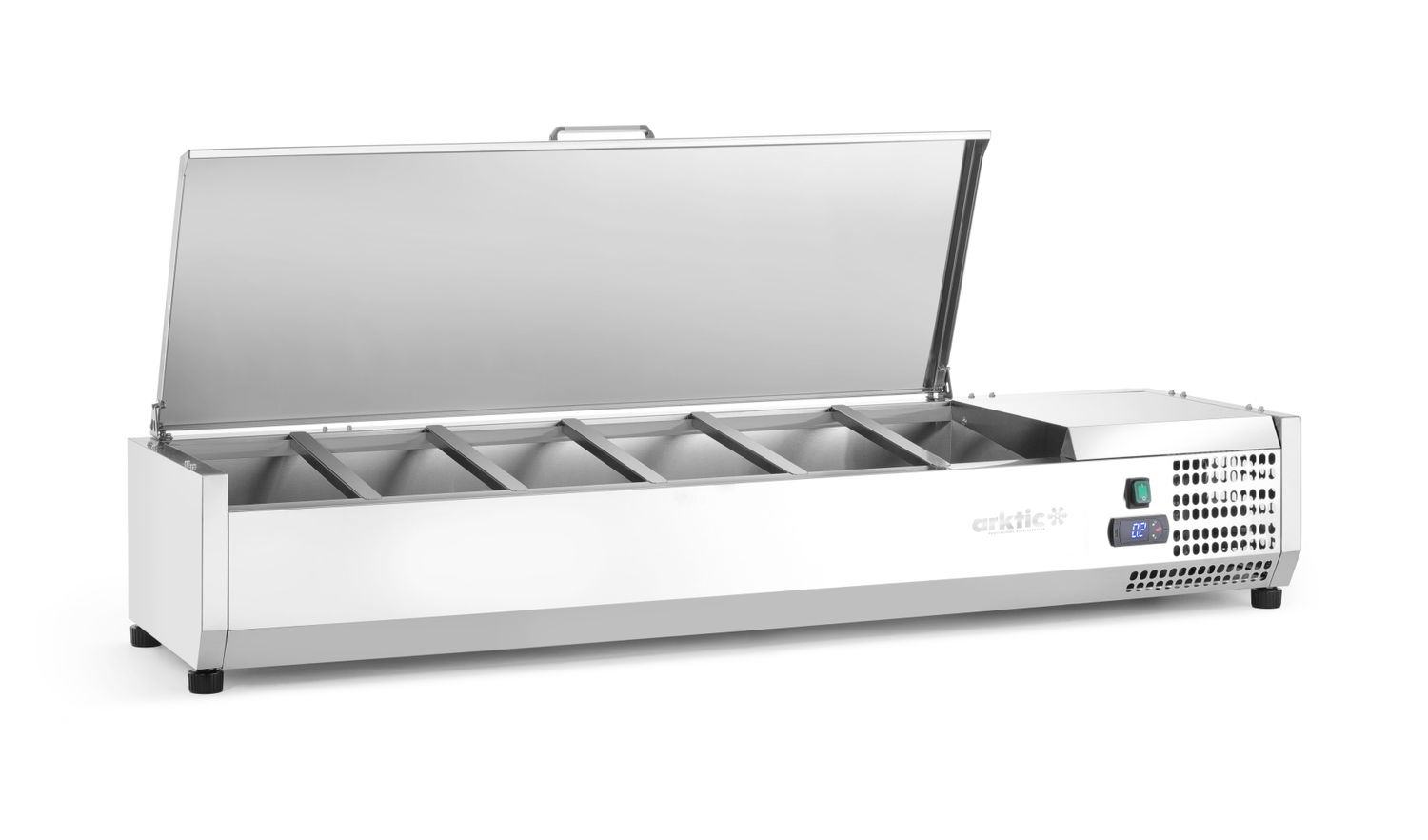 Hűtött feltétfeltöltő fedéllel 6 GN 1/3, 2-8°C, 0,18 kW | HENDI 233955