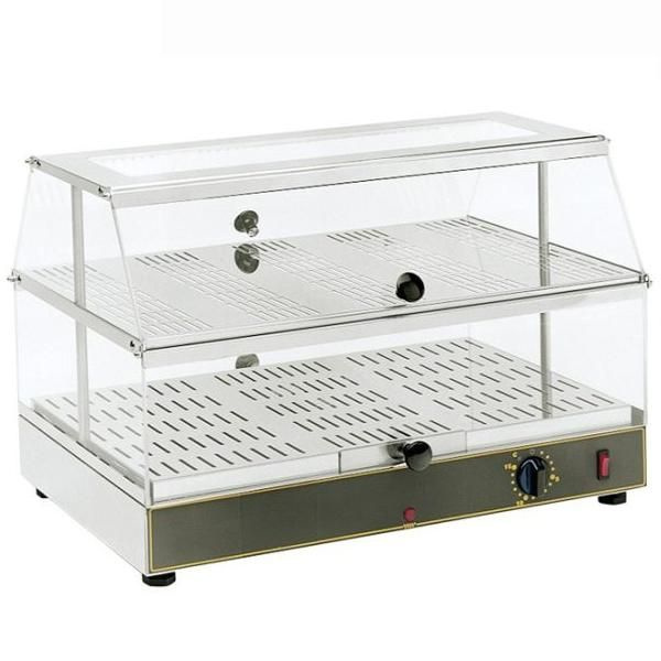 Melegentartó átadó vitrin párásítással, 2 GN 1/1, 0,65 kW | ROLLER GRILL WD 200