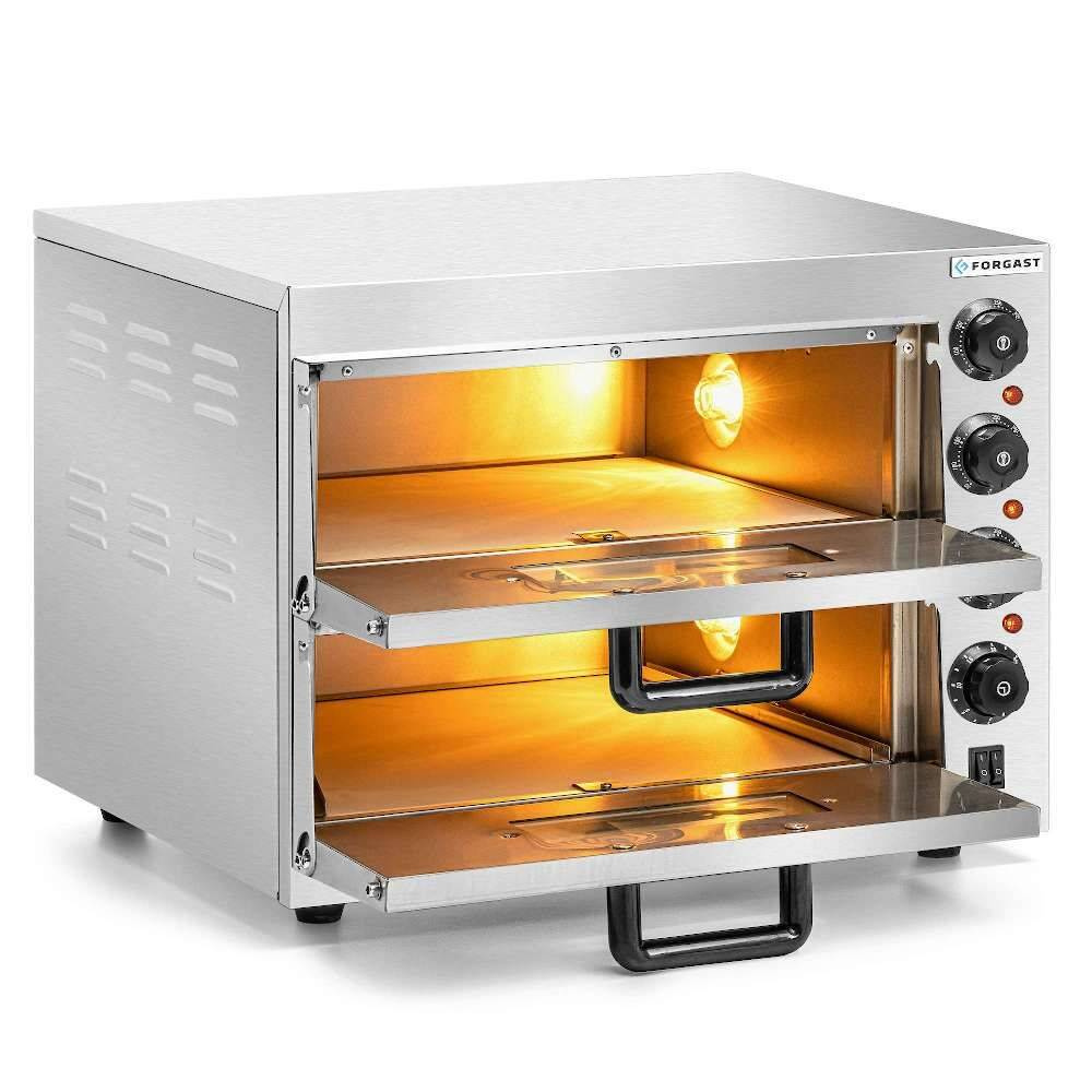 Pizzasütő 2 kamrás, 2x40 cm, 3 kW, 230 V | FORGAST FG09553