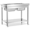 Rozsdamentes asztal 2 medencés mosogatóval és polccal 120x60x85 csavarozott | FORGAST FG15340