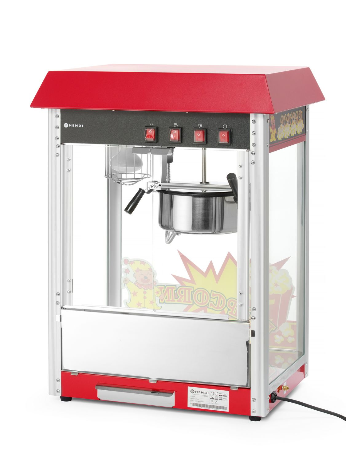 Popcorn gép piros tetővel | HENDI 282748