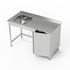 Rozsdamentes acél asztal 1 medencés mosogatóval és szekrénnyel 160x60x85 cm | FORGAST