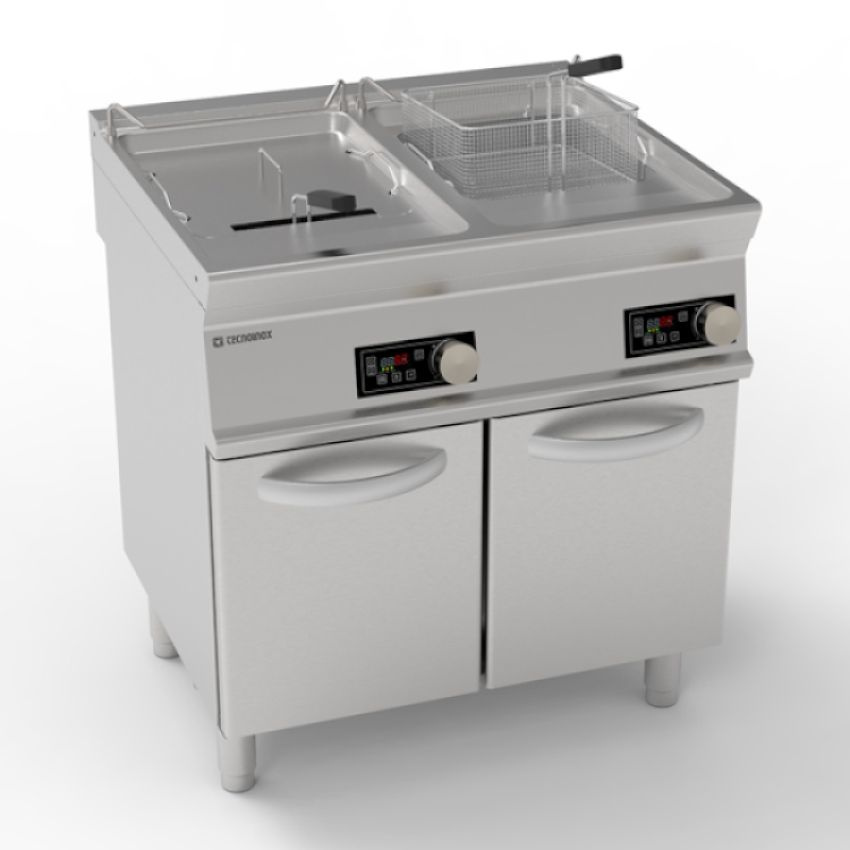 Elektromos 2 medencés olajsütő állvánnyal - kapac. 2x17 l | TECNOINOX 716129