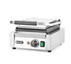 Kontaktgrill egyszeres, sima-bordázott, sütőlap 22x23 cm, 1,8 kW, 230 V | HENDI 263600