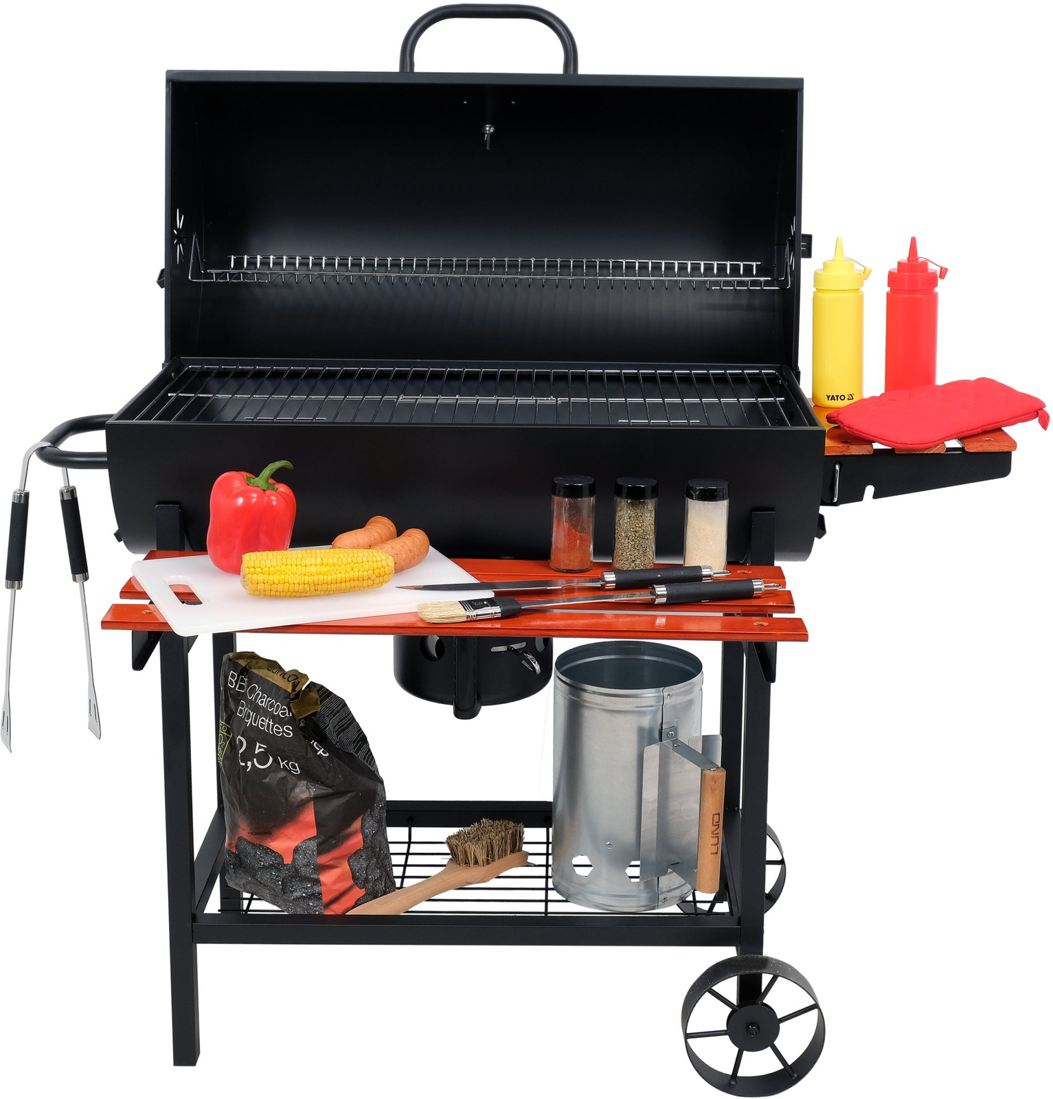 Szénsütő fedéllel, grillrács 71x34.5 cm | LUND 99908