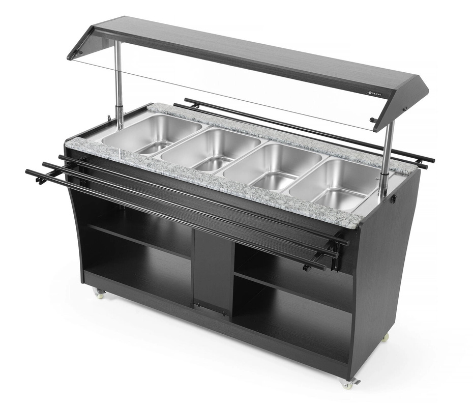 Vitrin, melegentartó büfé 4x GN 1/1, 2 kW, 230 V | HENDI 274064