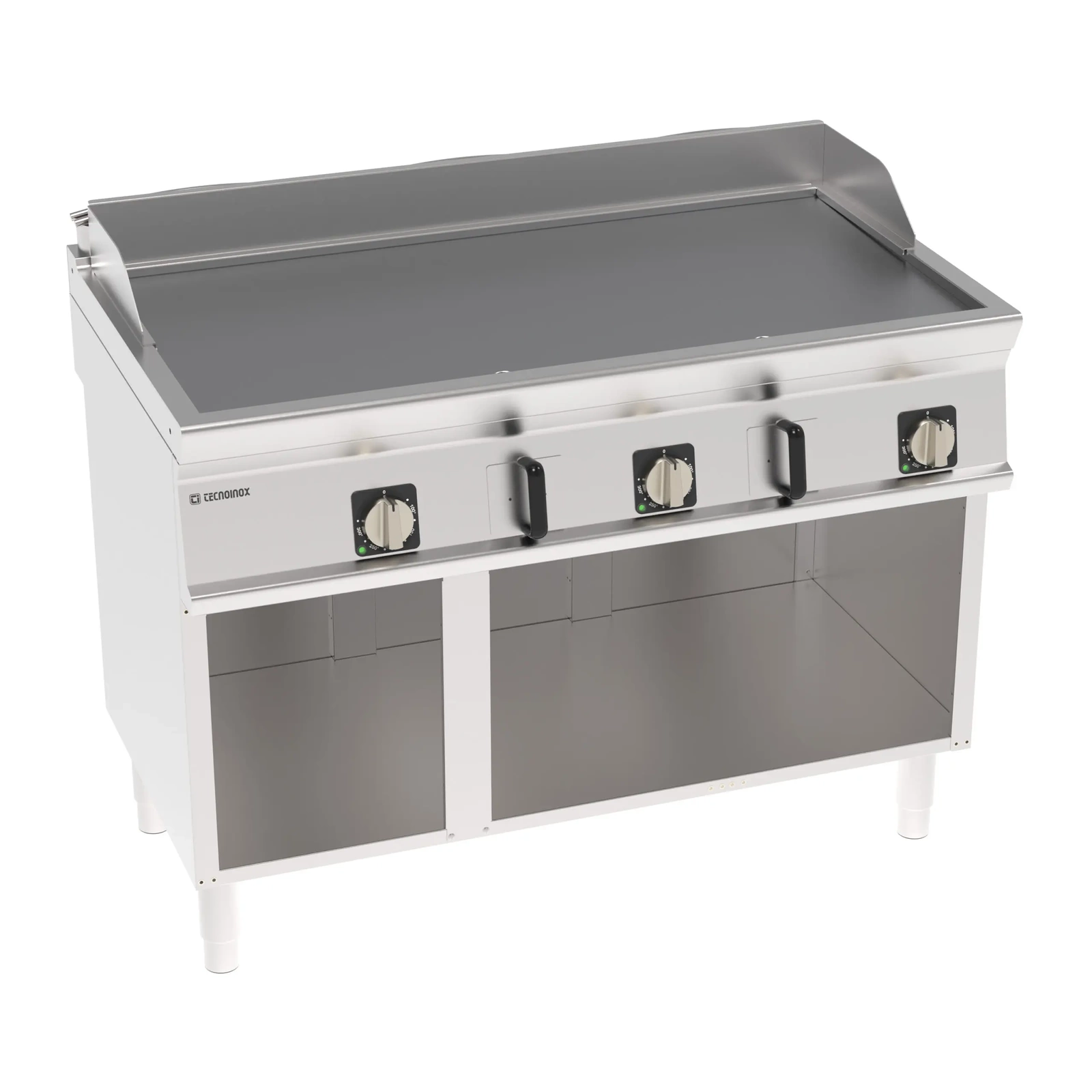 Elektromos grilllap, sima, krómozott, szálcsiszolt, nyitott alépítményen, 120 cm, 400V Tecno74 | TECNOINOX 716209