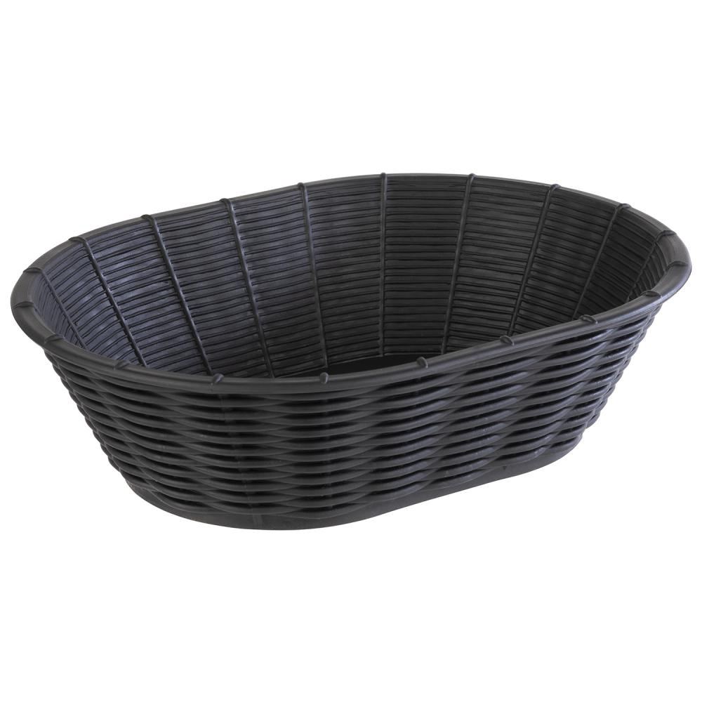 Kenyér- vagy gyümölcskosár, WICKER LOOK, ovális, fekete, 23x17x6.5 cm | APS 40216