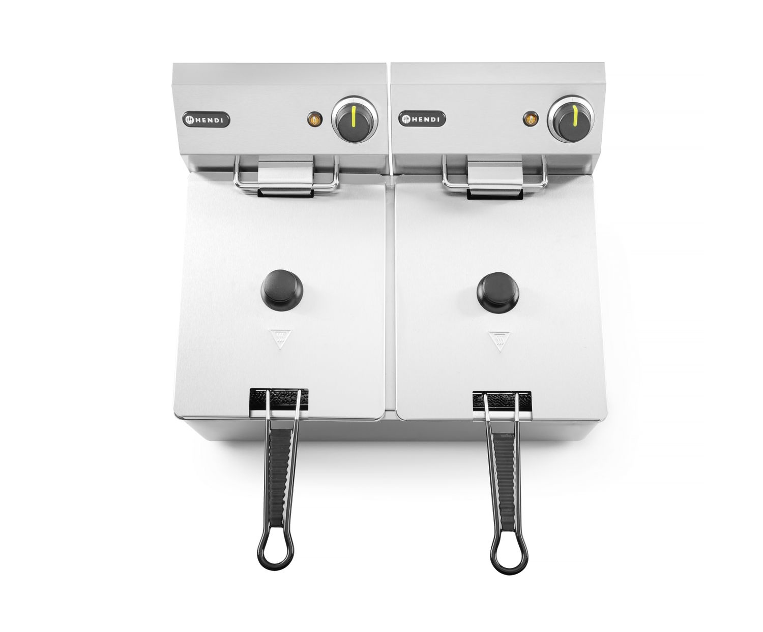 Elektromos olajsütő Kitchen Line 2 medencés, 2x8 l, hidegzóna, 2x3,5 kW | HENDI 205839