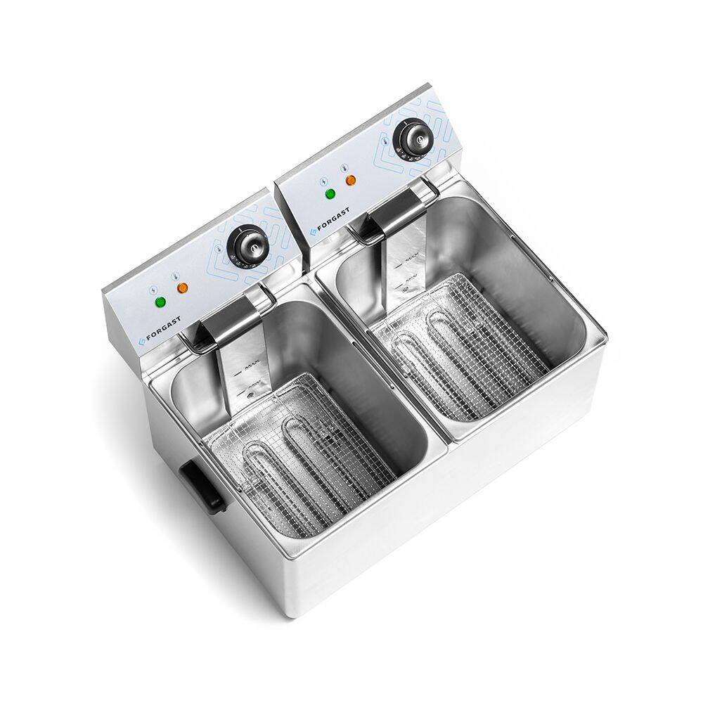 Elektromos olajsütő 2 medencés 2x8 l, 2x3.2 kW, 230 V | FORGAST FG09028