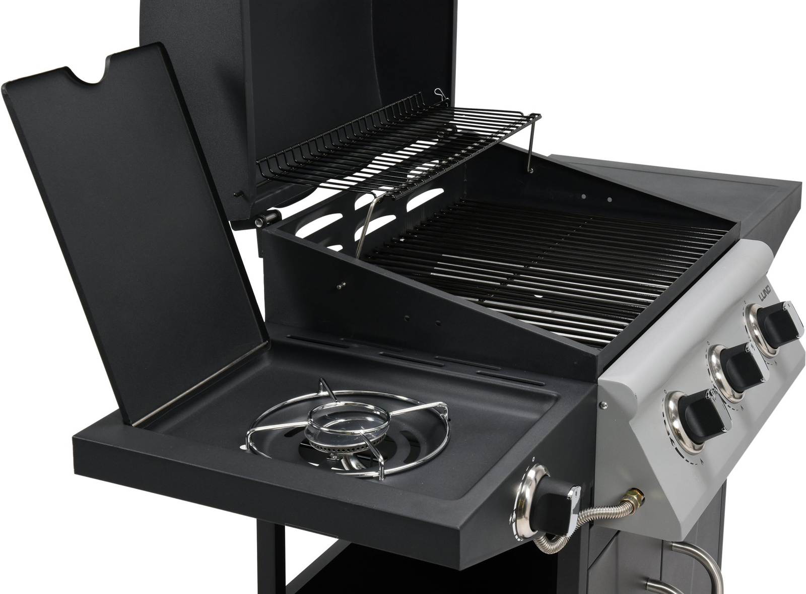 Gázgrill BAVEN, 3+1, szekrénnyel, fekete, 12.8 kW | LUND 99642