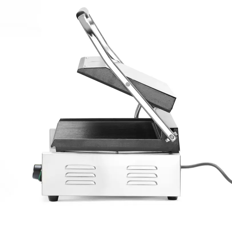 Kontakt panini grill XL, bordázott sütőlapok, 2,7 kW | HENDI 263624
