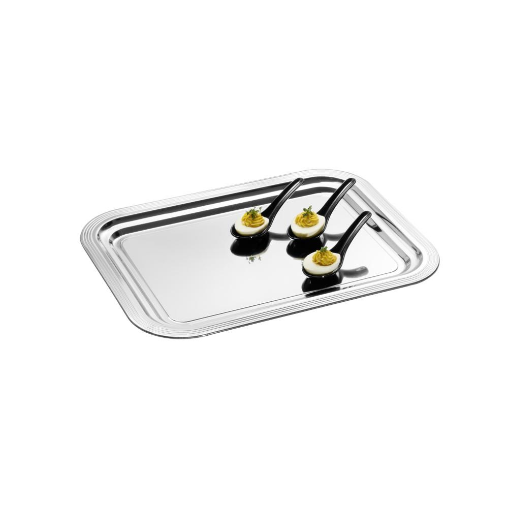 Bankett tálca CLASSIC, rozsdamentes acélból, 41.5x31x1.5 cm | APS 399