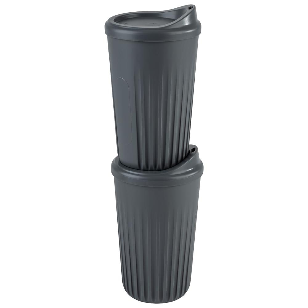 TO GO többször használható bögre, magas, szürke, 8.5x13.5 cm, 400 ml | APS 66912