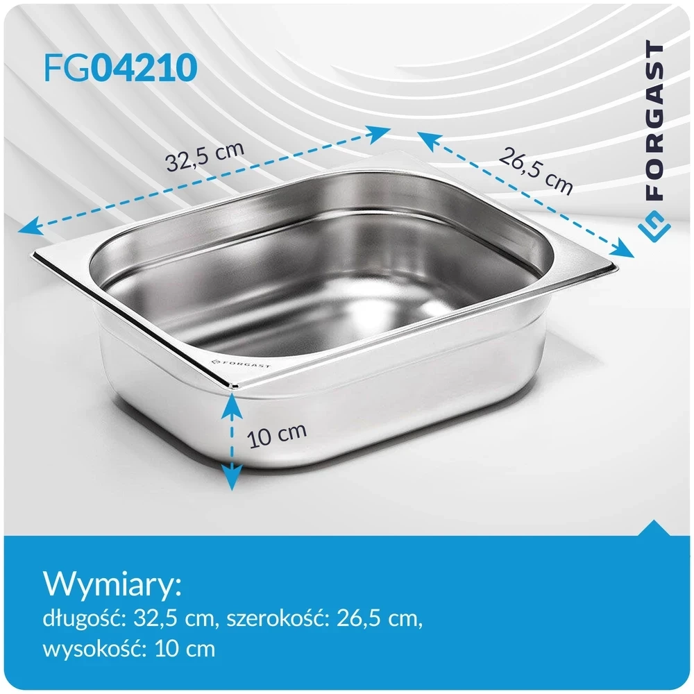 GN 1/2 edény 10 cm standard rozsdamentes acélból | FORGAST FG04210V1