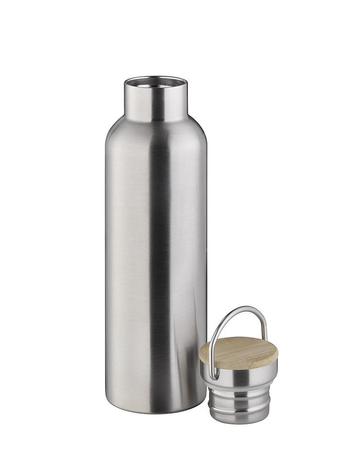 Termosz palack „H2O YEAH!”, rozsdamentes acél, bambusz fedél, 750 ml | APS 66906