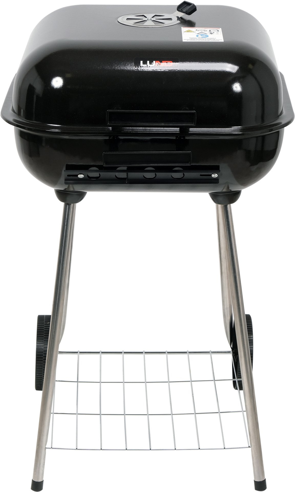 Faszenes grill kerekes állvánnyal, fedéllel, 40x45 cm-es sütőrács | LUND 99904