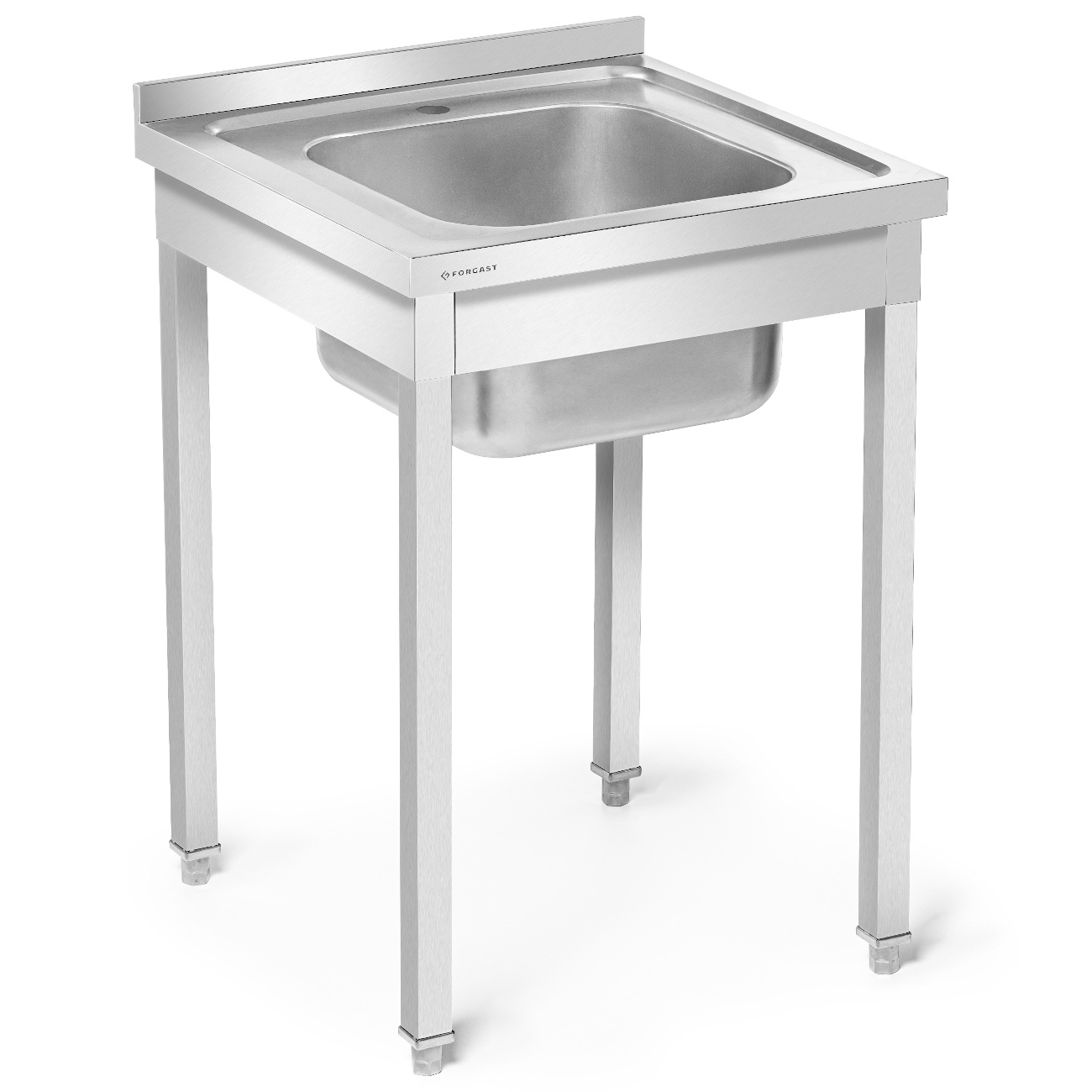 Rozsdamentes acél asztal 1 medencés mosogatóval 60x60x85 csavarozott | FORGAST FG15334