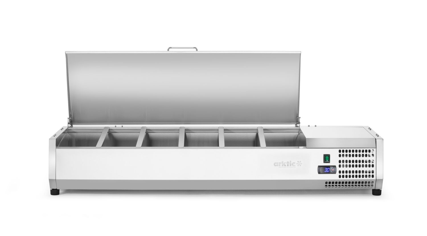 Hűtött feltétfeltöltő fedéllel 6 GN 1/3, 2-8°C, 0,18 kW | HENDI 233955
