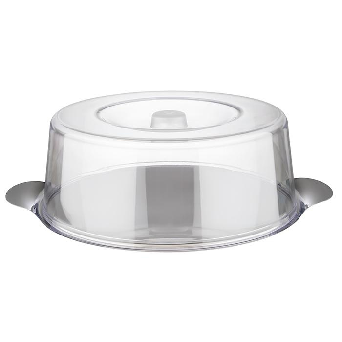 Tálca süteményekhez és tortákhoz fedővel 30x11 cm, rozsdamentes acél, fedővel | APS 65