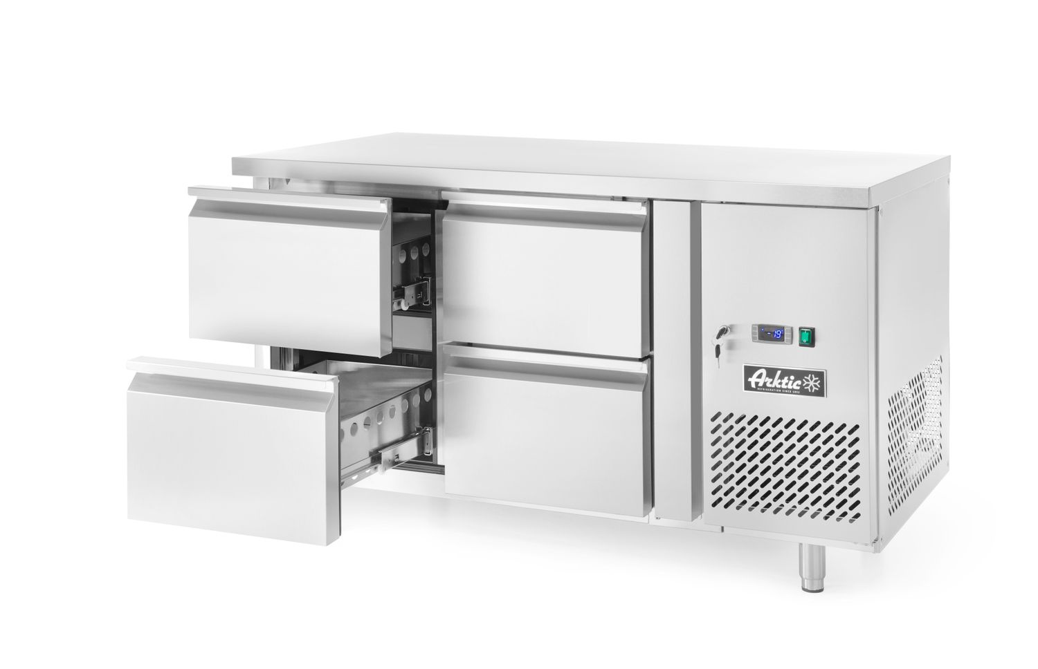 Hűtött asztal 4 fiókkal, oldalsó aggregát, 280 l, 136x70x85 cm, 0.25 kW | ARKTIC 233764