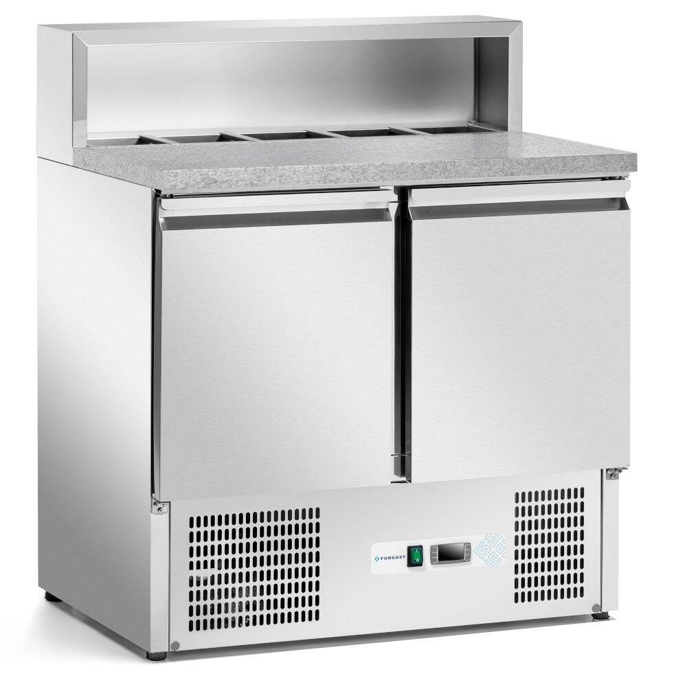 Hűtött pizzakészítő asztal 2 ajtóval, 257 l, feltéttel | FORGAST FG07202