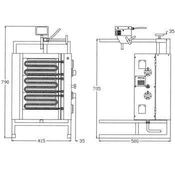 Gyros (kebab) elektromos, 15 kg-ig, 3 fűtőzóna, 4.5 kW | POTIS E-1