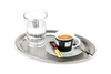 KAFFEEHAUS ovális tálca, polírozott, matt, rozsdamentes acélból, 26,5x19,5x0,5 cm | APS 30112