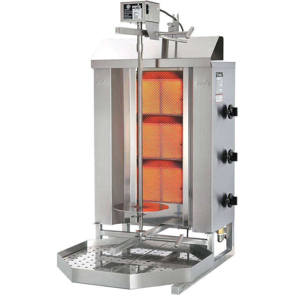 Gyros (kebab) gázüzemű Potis GD-3, 3 fűtőzóna, legfeljebb 40 kg, földgáz G20 | POTIS PG1303