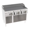 Grill lap gázüzemű, sima, krómozott, csiszolt, nyitott alsószekrénnyel, 120 cm | TECNOINOX 713162