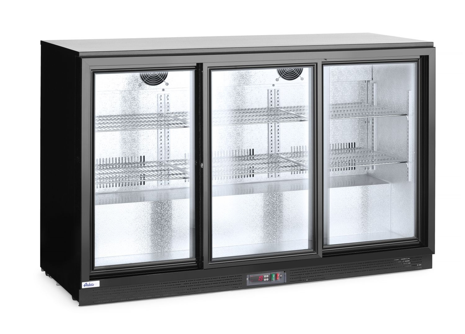 3 ajtós italhűtő bárhűtőszekrény 338 l, alumínium, fekete, 2-10°C | ARKTIC 235836