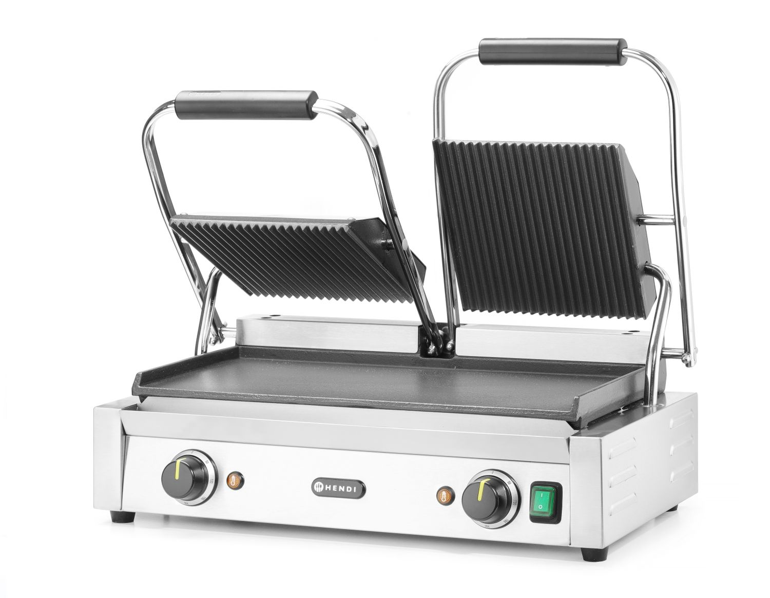 Dupla kontaktgrill, sima-bordázott, lap 47,3 x 23 cm, 3,6 kW, 230 V | HENDI 263808