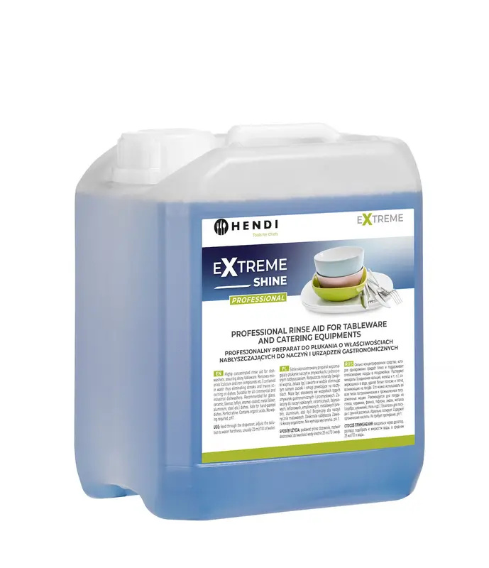 Öblítőszer edényekhez, öblítőfényesítő tulajdonságokkal Extreme Shine, 5 L | HENDI 975022