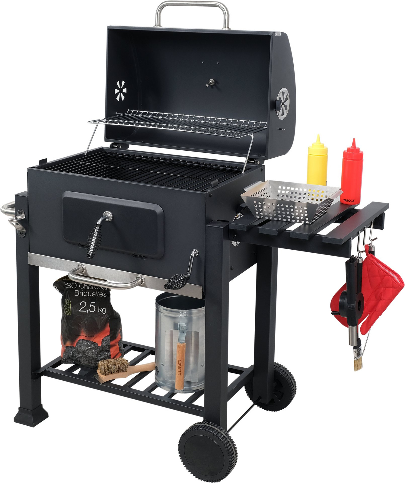 Szén grill fedővel, rács 71x34,5 cm | LUND 99910