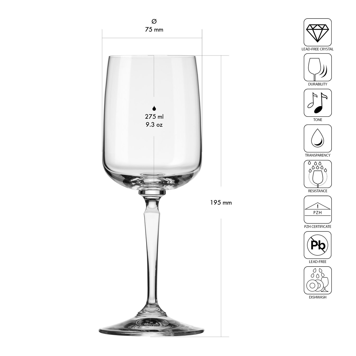 Poharak COPA 270 AXIS 275 ml, 12 darabos készlet | KROSNO GLASS F57C978025002010