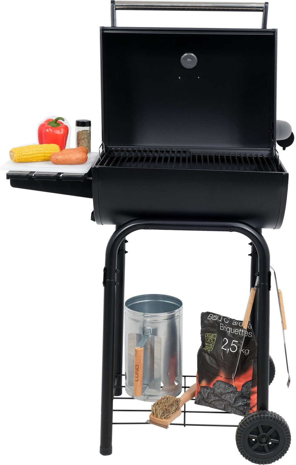 Faszén grill fedéllel, rács 47x34 cm | LUND 99902