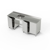 Rozsdamentes acél asztal 1 medencés mosogatóval és 2 szekrénnyel 260x60x85 cm | FORGAST