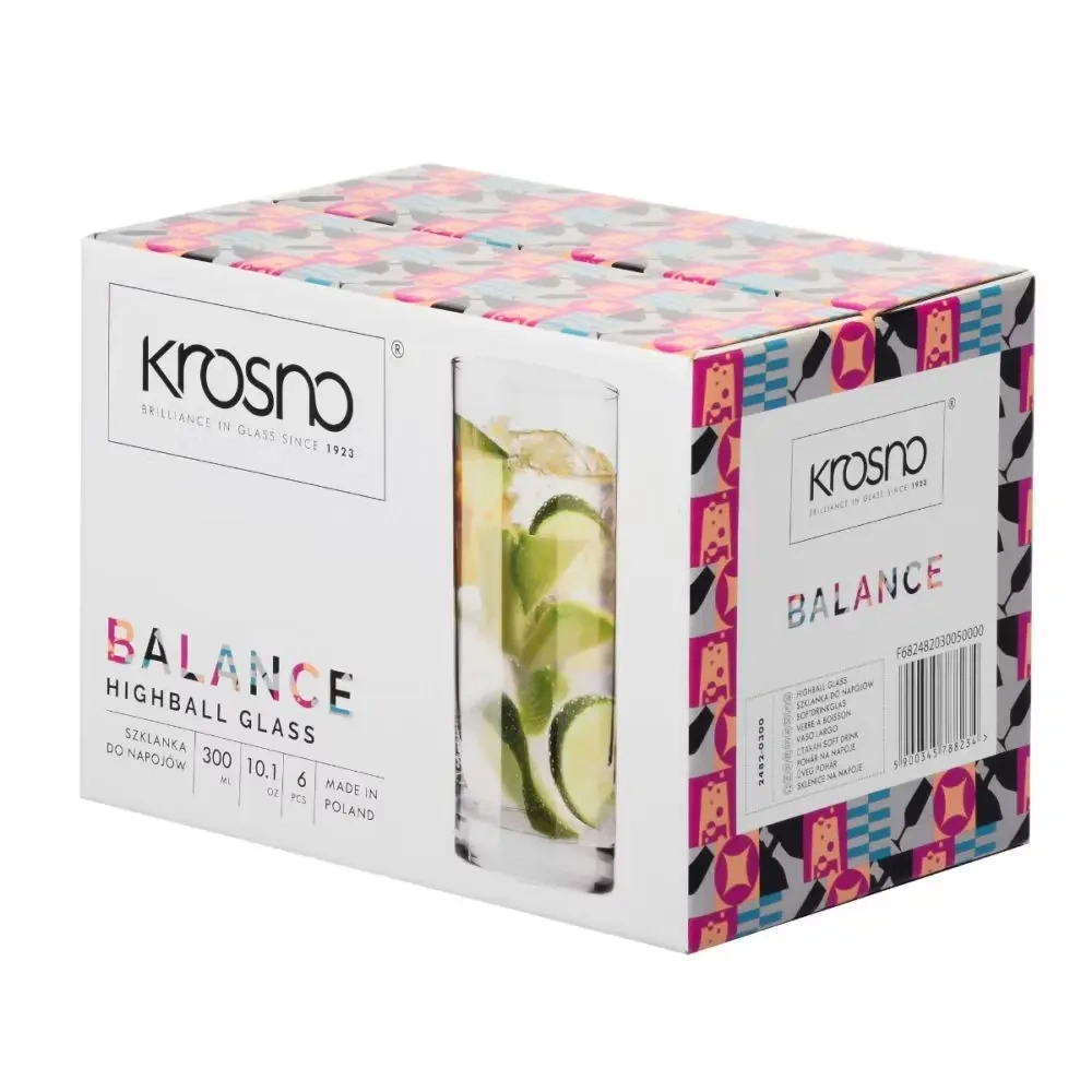 Long drink poharak Balance 300 ml - 6 darabos készlet | KROSNO GLASS F682482030050000