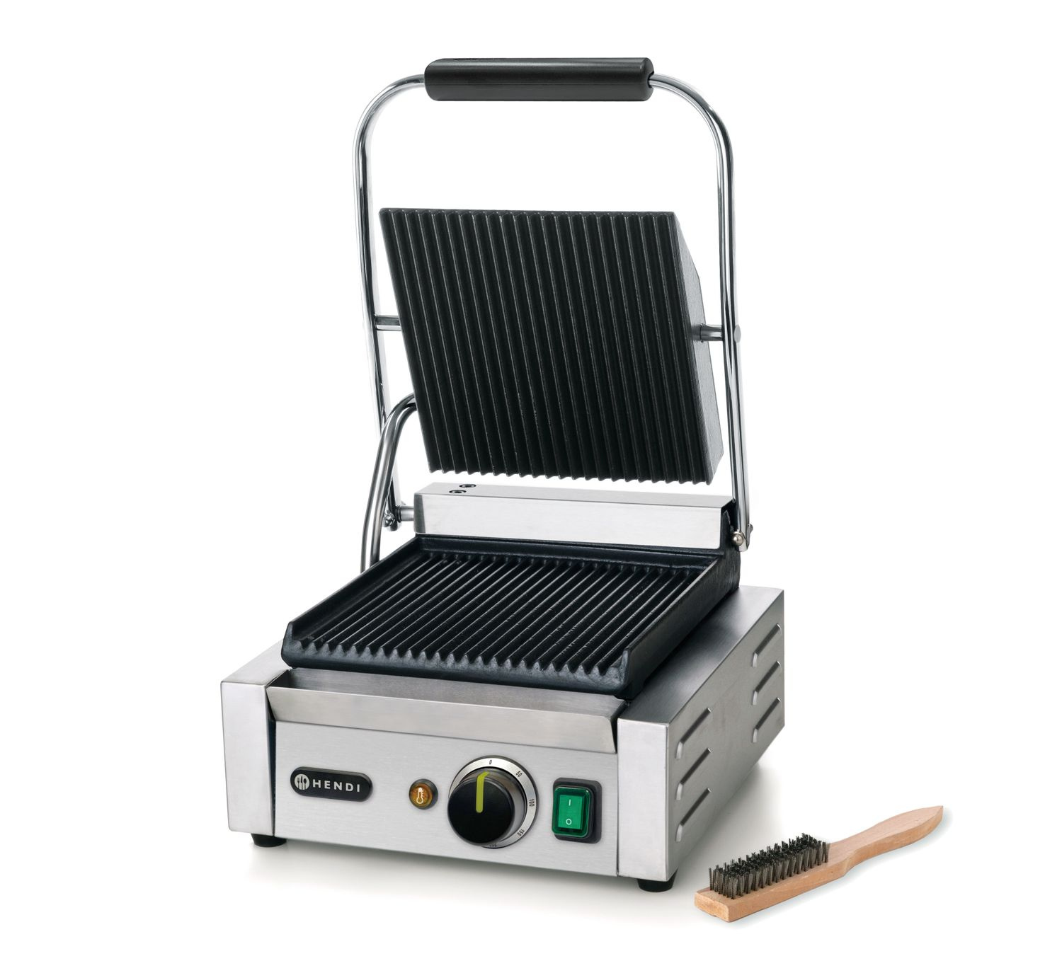 Kontaktgrill egyszeres, bordázott lapok 22x23 cm, 1.8 kW | HENDI 263501