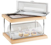 Vitrines szerviztál hűtőbetéttel, kétszintes DOPPELDECKER GN 1/1, barna, 60x41x36 cm | APS 11541