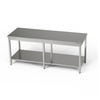 Központi rozsdamentes acél munkasztal polccal 230x70x85 cm | FORGAST