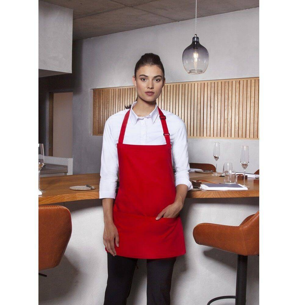 Kötény rövid Basic 75 x 60 cm zsebbel és csattal piros | KARLOWSKY BLS 6-8-Stck