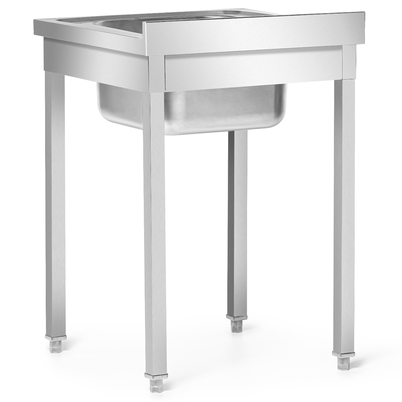 Rozsdamentes acél asztal 1 medencés mosogatóval 60x60x85 csavarozott | FORGAST FG15334