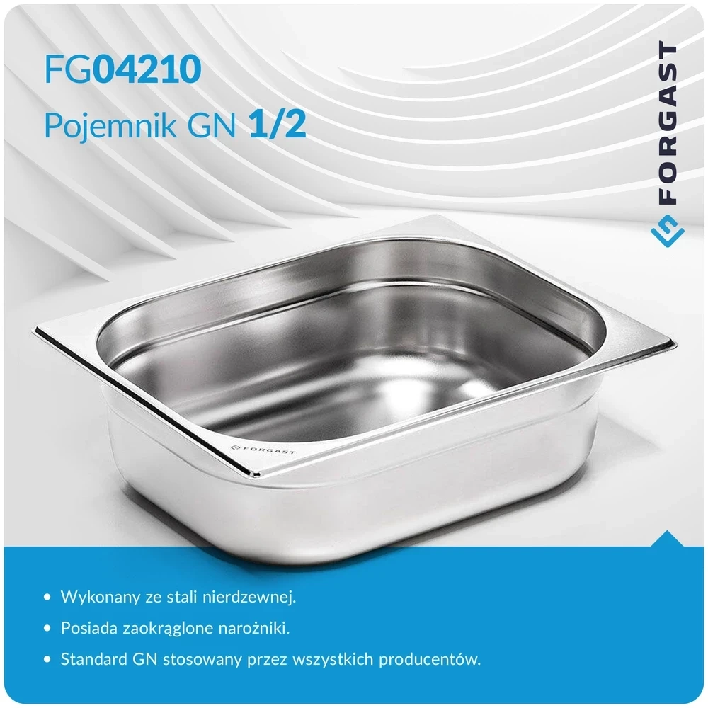 GN 1/2 edény 10 cm standard rozsdamentes acélból | FORGAST FG04210V1